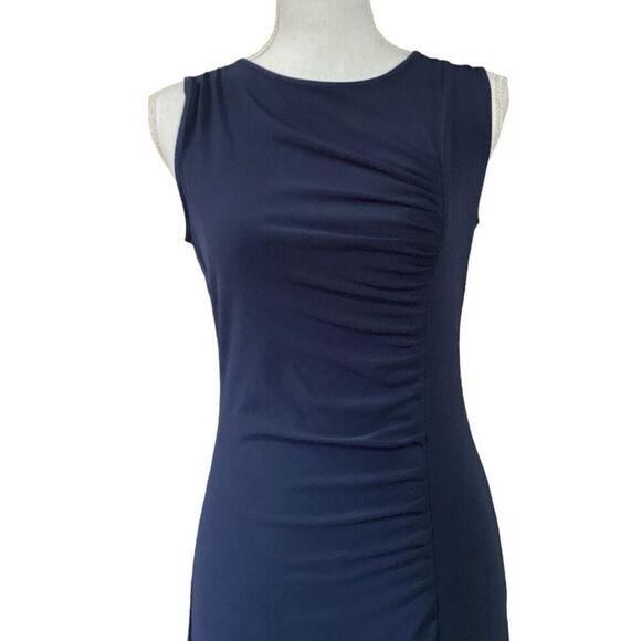 MICHAEL Michael Kors Sleeveless Cowl Back Fishtail Navy Blue Cocktail Dress - Picture 2 of 12